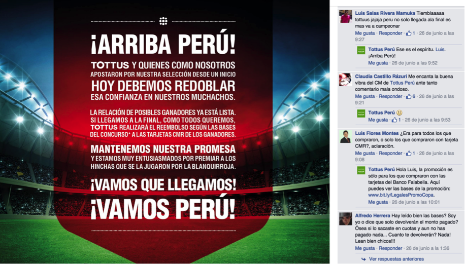 Comentarios en Facebook Tottus Copa America 2015