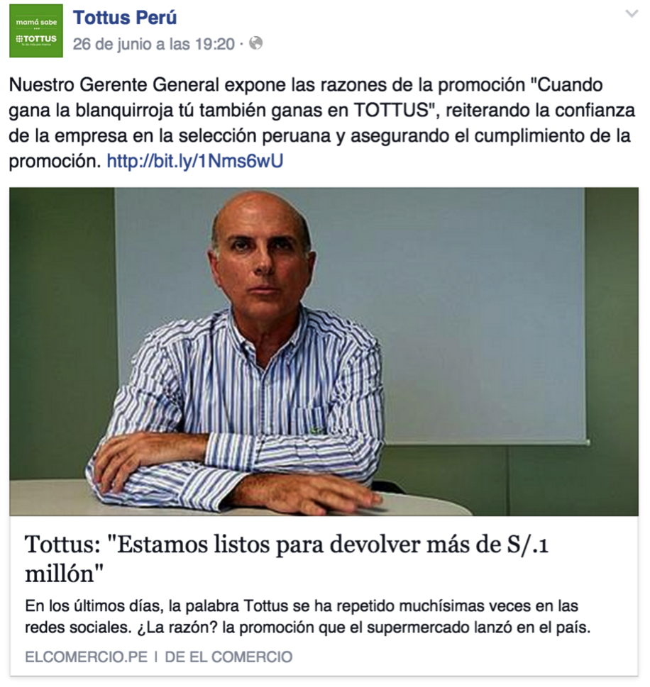 Comunicado CEO Tottus Copa América 2015