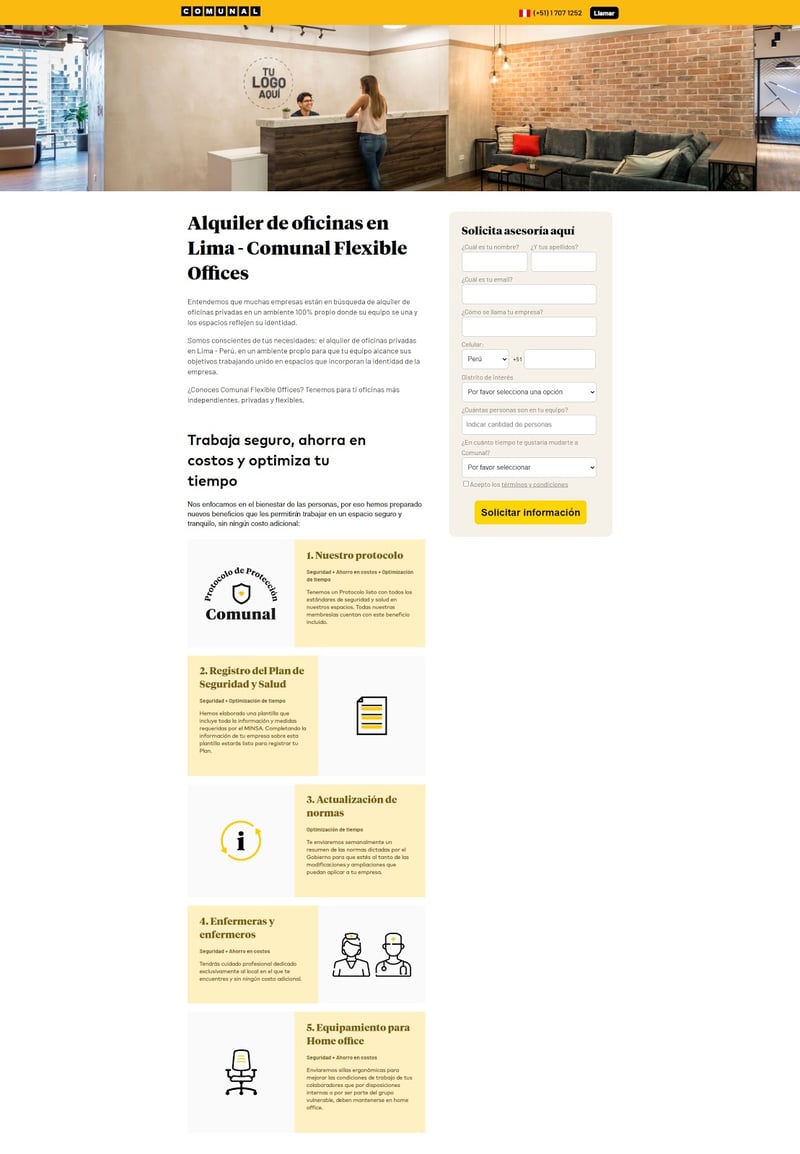 ejemplo de landing page de comunal