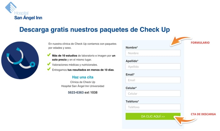 ejemplo de formulario o landing page