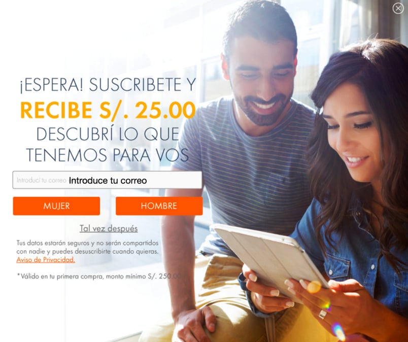 estrategia de venta suscribete cupon