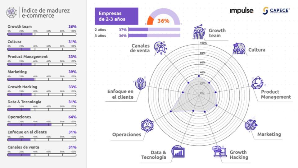 grafico con los resultados del nivel de madurez de empresas de ecommerce de 2 a 3 años