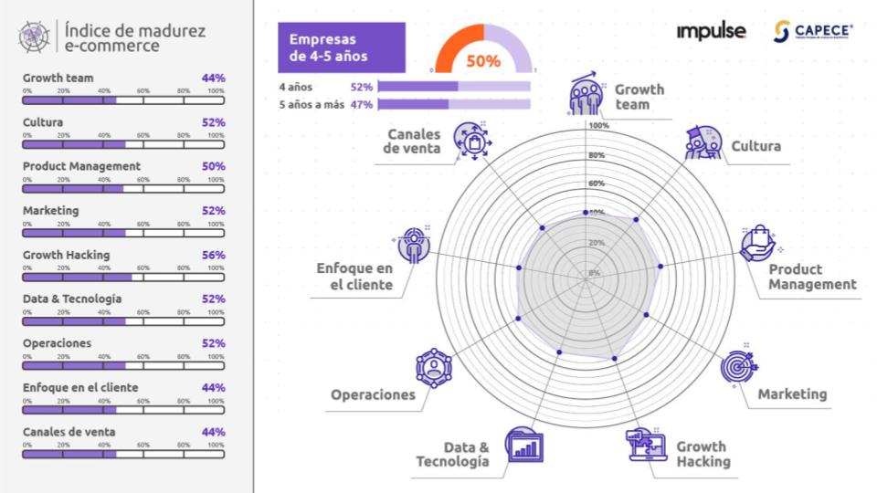 grafico con los resultados del nivel de madurez de empresas de ecommerce de 4 a 5 años